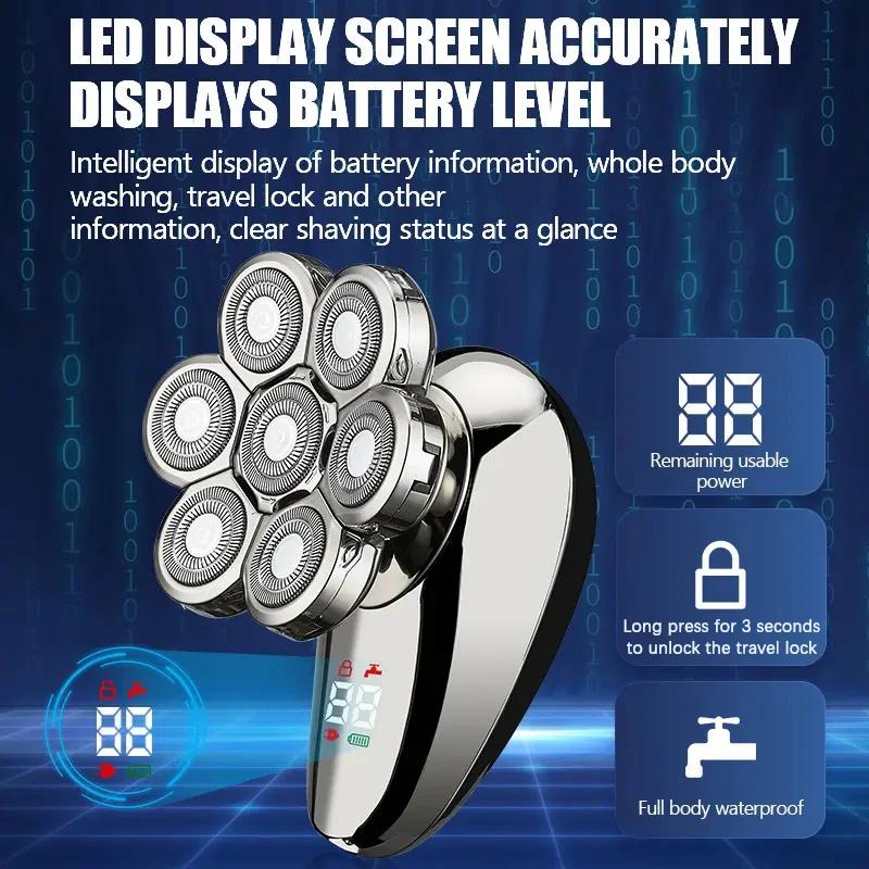 5 In 1 Electric Shaver For Men Bald Head Hair Clipper Nose Trimmer Floating 7D Blade Head Shaving Beard Knife Rechargeable Razor