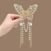 Hair Claw Long Fringe Faux Pearls Butterflies Decor Hair Clips Women Girls Hairstyles Home Outdoor Playing Hair Decoration