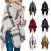 Plaid Pullovers Cloak Women Elegant Knitted Turtleneck Sweater Female Knitwear Cotton Top