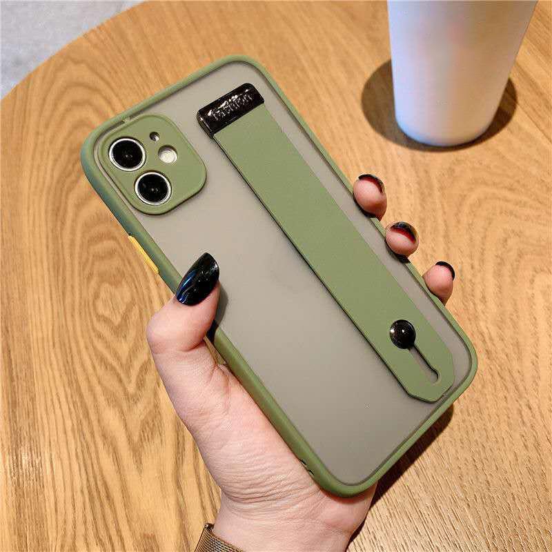 Противоударный матовый полупрозрачный чехол-браслет с эффектом кожи для iPhone Samsung Huawei Honor Xiaomi Redmi OPPO Realme Vivo Infinix Tecno