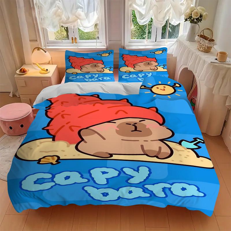 3pcs Capybara, Beach Duvet Cover Set, Soft Comfortable Duvet Cover,Guest Room (1*Duvet Cover + 2*Pillowcase, Without Core) yy251104142