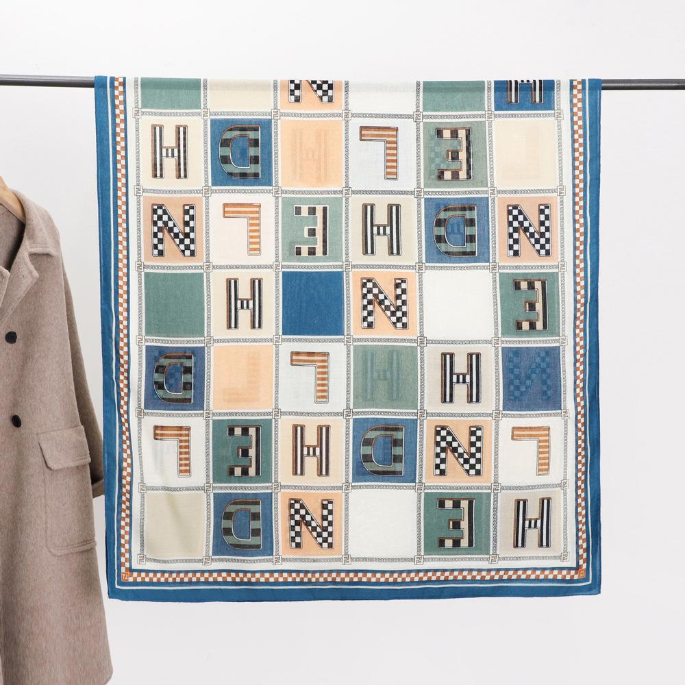 New Cotton and Linen Letters Printed Scarf Beach Sunscreen Scarf Air Conditioning Scarf Autumn and Winter Warm Ladies Silk Scarf