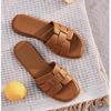 Женские сандалии-шлепанцы на плоской подошве из натуральной кожи 2025 года - Универсальная летняя мода для пляжного отдыха