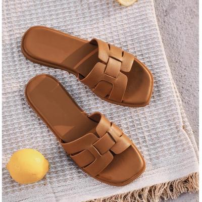 Женские сандалии-шлепанцы на плоской подошве из натуральной кожи 2025 года - Универсальная летняя мода для пляжного отдыха