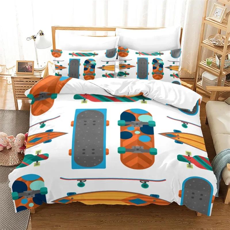 Skateboard Duvet Cover Microfiber Extreme Sports Game Bedding Set Astronaut Spaceman Skateboard Quilt Cover For Kids Teen Boys