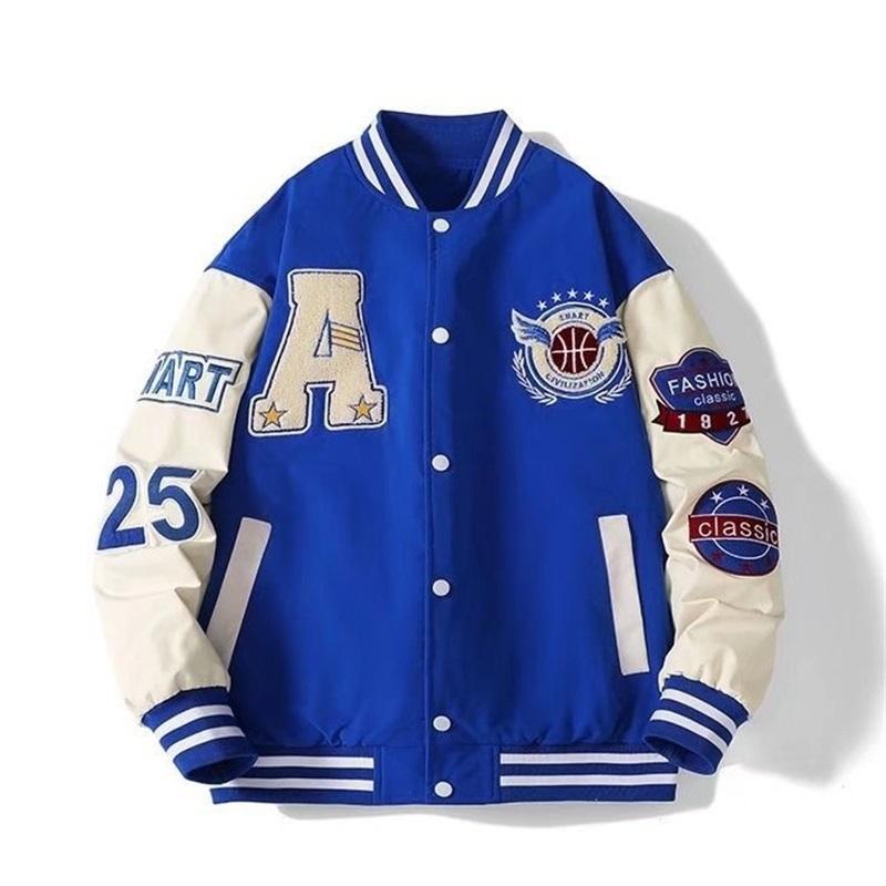 Бейсбольная куртка с нашивкой-буквой, повседневная, свободная, varsity