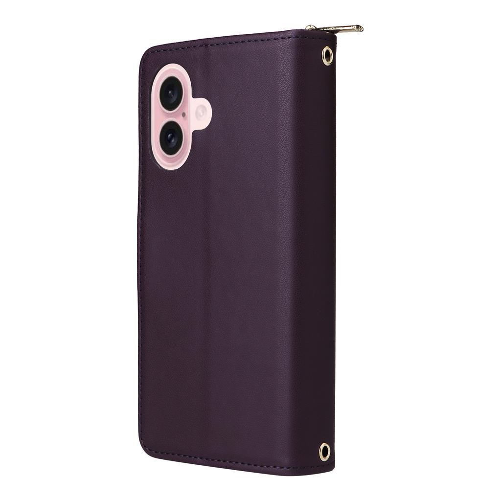 R20 Чехол-кошелек на молнии для iPhone 16 Plus, 9 слотов для карт, чехол из ПУ кожи