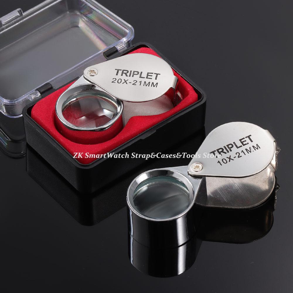 10x 20x 30X 21мм Металлическая Складная Стеклянная Линза Маленькая Портативная Ювелирная Часовая Идентификационная Лупа Инструмент