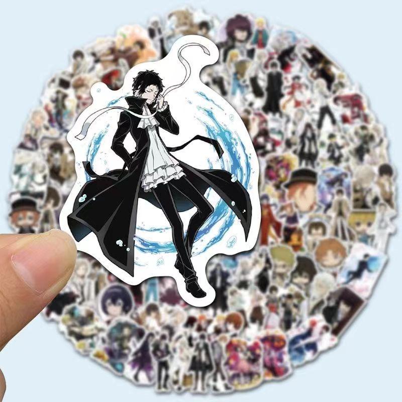 Цветные наклейки Bungo Stray Dogs, 100 листов(не повторяется), Водонепроницаемый и солнцезащитный крем