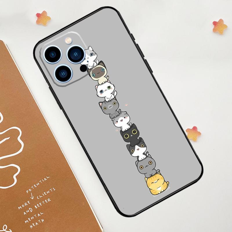 Забавные милые кошки Чехол для телефона Для iPhone 17 Pro Max 11 14 15 16 Pro Max 12 13 mini 16 Plus 16e 17 Air Funda