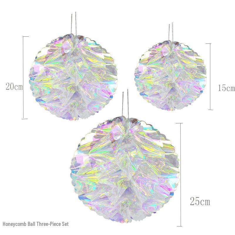 Iridescent Snowflake Honeycomb Ball Ornament - Colorful Christmas & Spring Decoration Prop