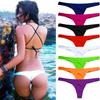 Sexy Women's Solid Color Pleated Thong Bikini Multi-color Swimwear Fun Underwear