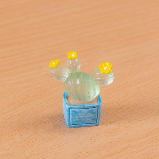 1/6Pcs Luminous Cactus Figurine Set Unique Resin Ornaments Glow-in-the-dark Desert Plant Sculpture Cactus Outdoor Garden Decoration