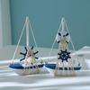 Mediterranean Wooden Sailboat Model with Cotton Rope Net - Mini Desktop Ornament & Photo Prop