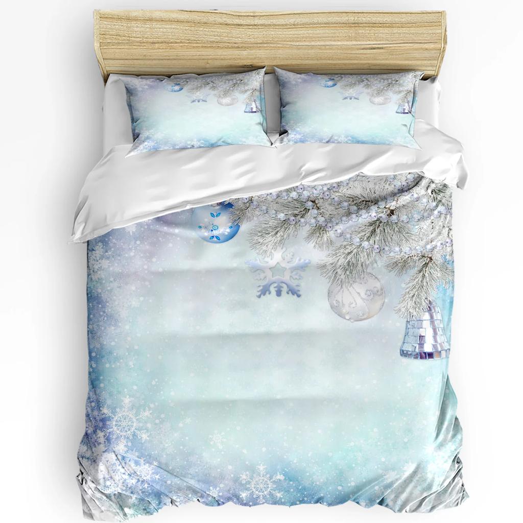 Рождественский Санта Снеговик Снежинка Пододеяльник Комплект постельного белья Домашний текстиль Пододеяльник Наволочки Комплект постельного белья для спальни Без простыни