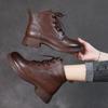 2024 Осень Ранняя Зима Ботинки Женские Натуральная Кожаная Обувь Коровья Кожа Женские Ботинки Современные Ботинки Толстая Подошва Нескользящая D044