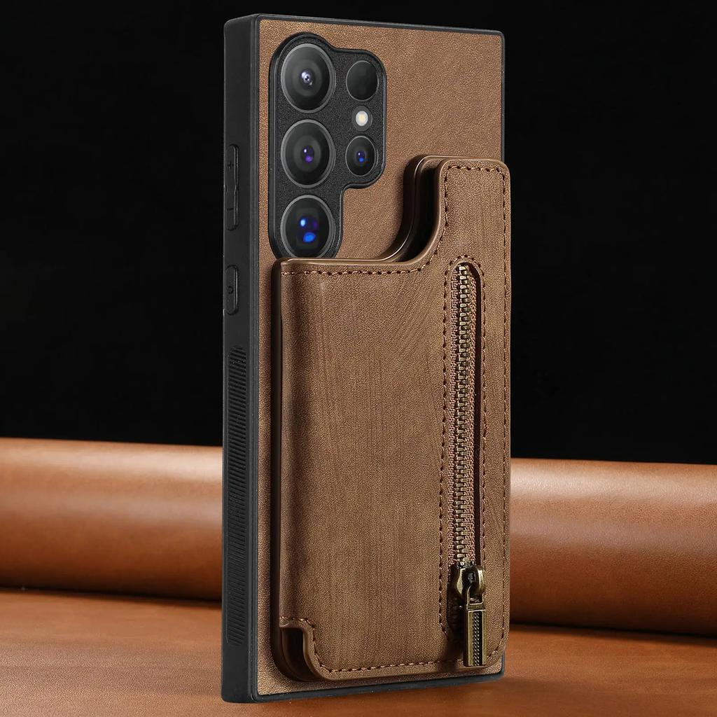 ПУ Кошелек на молнии с держателем для карт Чехол для телефона для Samsung Galaxy S23 FE S24 S22 Ultra Plus M15 A15 A25 A35 A55 A05 A05S A14 Обложка
