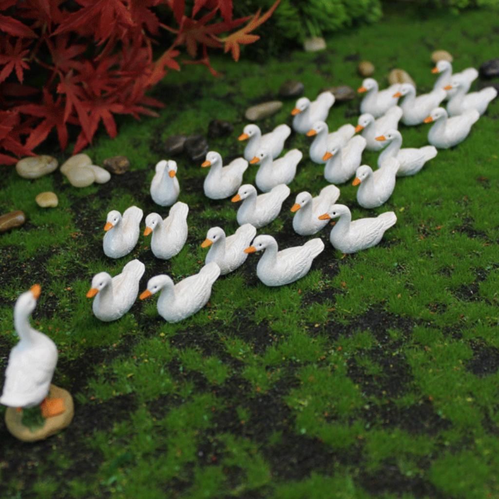 26Pcs Miniature Fairy Ducks Figurines Decoration Resin Tiny Ornament for Mini Garden Landscape Statues, Table, Kid Room Decoration