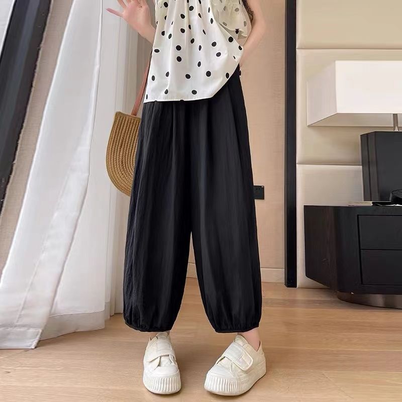 Ice Silk Quick Dry Sports Pants Women's Summer Thin Casual Sun Protection Mosquito Repellent Wide Leg Versatile Ankle Tie Lantern Pants