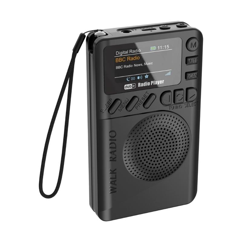 Карманный цифровой DAB-радиоприемник, воспроизведение MP3, FM-радио с цветным дисплеем 1,47 дюйма, хороший динамик для ходьбы, бега