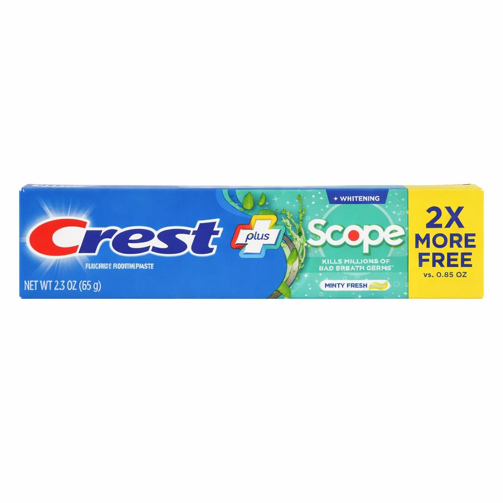 Toothpaste, Crest, Scope Whitening Minty Fresh, Whitening And Fresh Breath, 65G