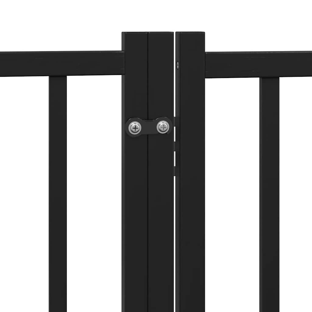 6 Piece Foldable Black Dog Gate 480 cm Poplar Wood