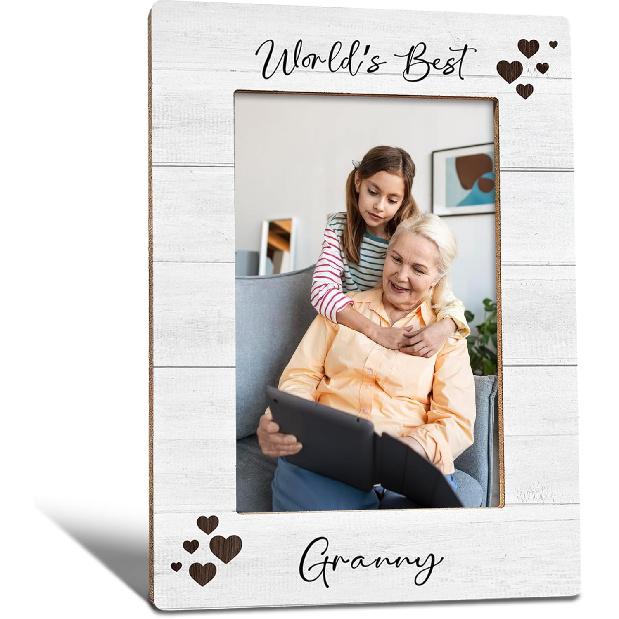 World's Best Auntie Picture Frame, Mother's Day Birthday Gifts for Auntie Grandma, Best Grandma Photo Frame 4X6, Grandmother Gifts Wooden Photo