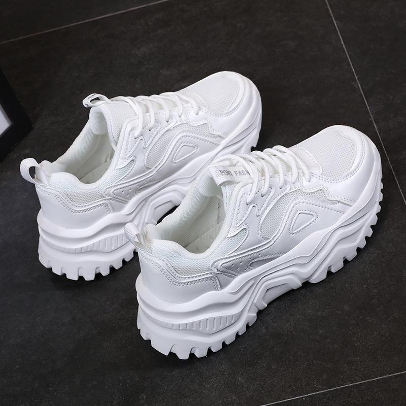 Женская обувь на высоком каблуке с толстой подошвой, весенне-осенняя женская резиновая легкая спортивная обувь для бега на открытом воздухе для фитнеса и улицы