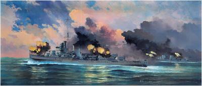 Flyhawk Models Легкий крейсер Королевского флота HMS Ajax 1939 Делюкс-издание Пластиковая модель FLYFH1110S 1/700