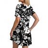 Женские летние платья Женские летние платья с цветочным принтом Повседневные платья с коротким рукавом и круглыми карманами