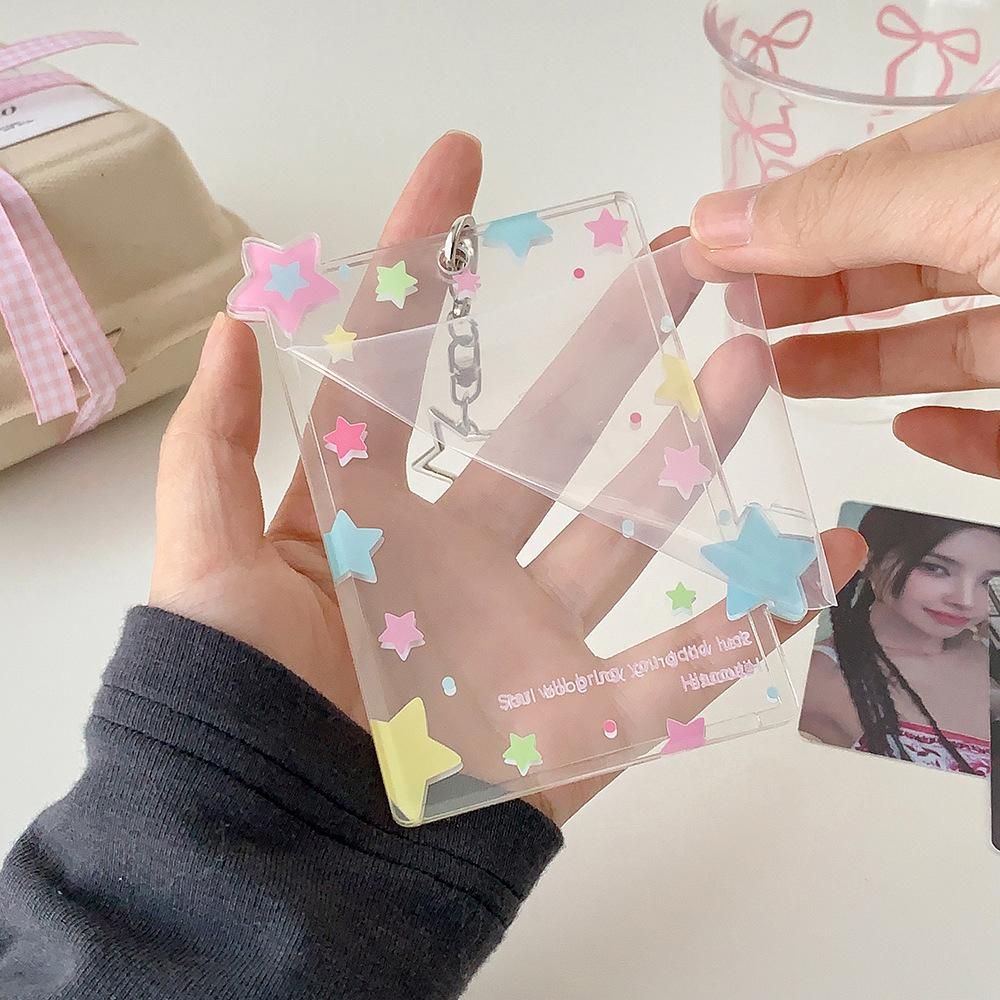 Милый кулон-дисплей для фотокарточек айдолов Прозрачный акриловый держатель для карт со Звездными Девушками Жесткий Чехол-Контейнер для Фотокарточек 3 дюйма Сумка Декор