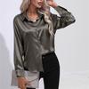 Spring Autumn Satin Blouse Imitation Silk Long Sleeve Shirt for Women's Plus Size Loose Tops