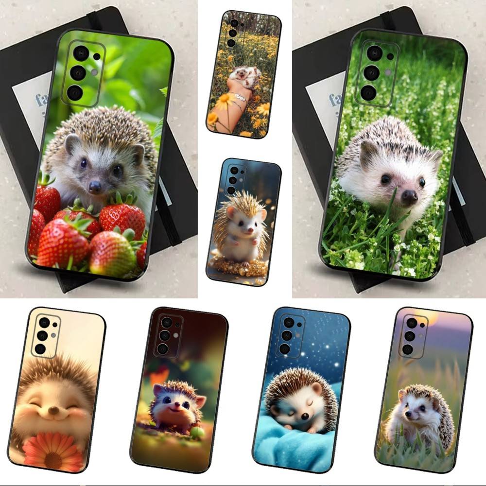 Ёжик Милое Животное Для Samsung Galaxy A53,31,52,72,41,Note,J7,8,9,5G,22,73,32,71, Мягкий Черный Силиконовый Чехол