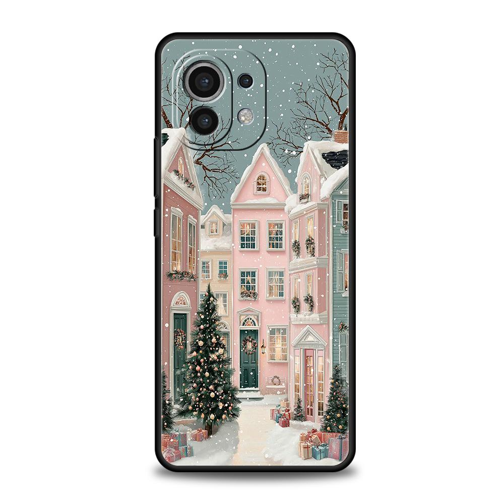 Чехол для телефона для Xiaomi Poco F7 F6 F5 F4 F3 X7 X6 X5 X4 X3 NFC M4 C51 C55 GT Pro 5G Мягкий ТПУ С Рождеством Красивая Зима Снег