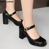 Fashion Spring New Woman Block Heel Classic Closed Toe Mature Ladies Office Pumps Buckle Strap Vintage Women Platform Mary Janes Shoes