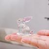 Yousheng Faux Crystal Rabbit Figurine Transparent Collectible Rabbit Statue Glass Art Animal Ornament Bunny Sculpture for Home Office Desk Car