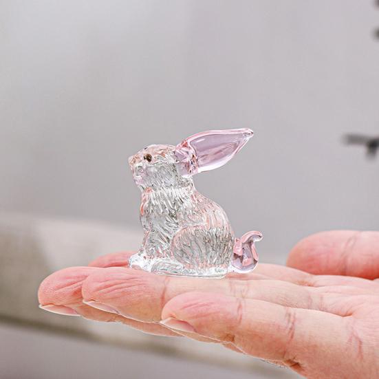 Yousheng Faux Crystal Rabbit Figurine Transparent Collectible Rabbit Statue Glass Art Animal Ornament Bunny Sculpture for Home Office Desk Car