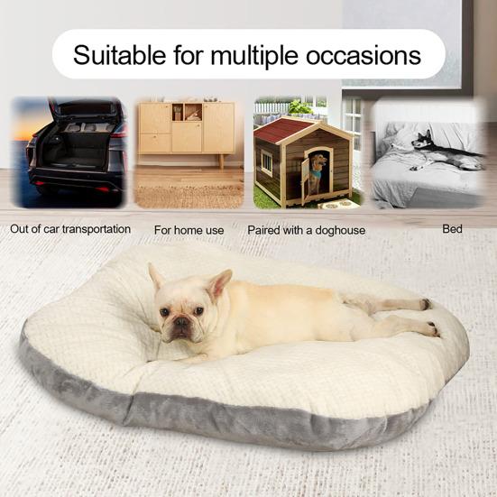 Dog Bed Mat Double-sided Cat Sleeping Pad Pet Cushion with Removable Washable Cover Supportive Pet Bedding for Floor Crate