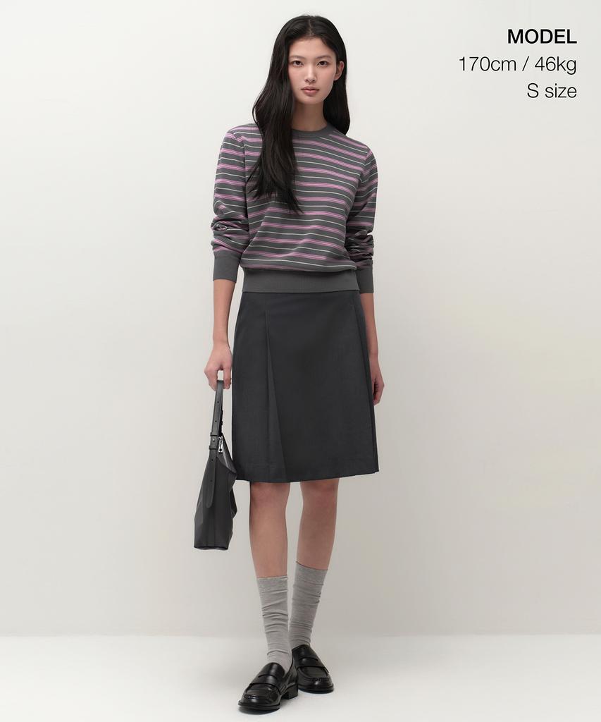 MUSINSA STANDARD WOMAN Women'S Multi-Stripe Crew Neck Knit [Gray]