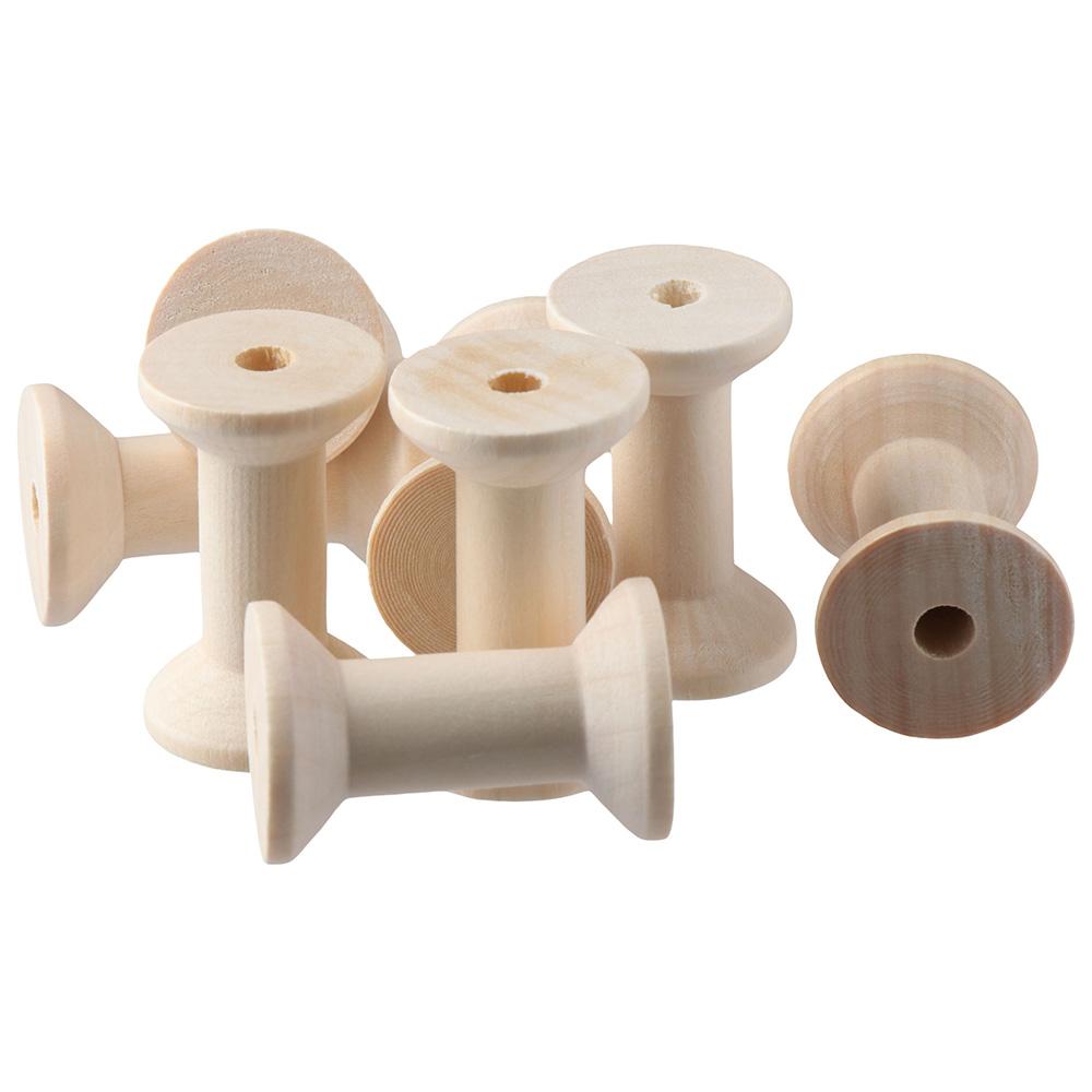 20PCS Wooden Empty Thread Spools 20PCS Natural Wire Weaving Bobbins Sewing Machines