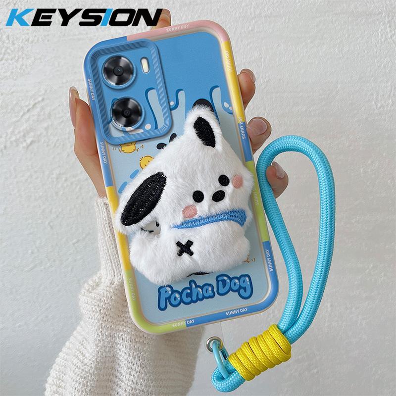 KEYSION Милый 3D мультяшный плюшевый чехол для OPPO A57 4G A57 S A77 с ремешком, силиконовый противоударный чехол для телефона Realme Narzo 50 5G
