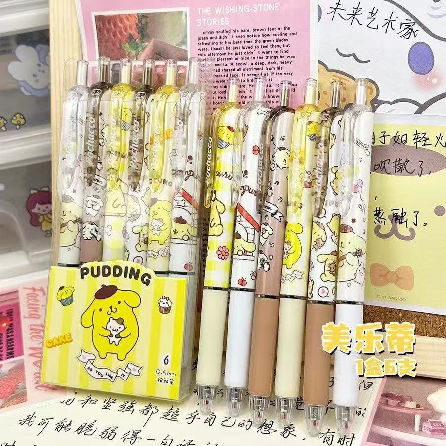 Персонажи Sanrio Куроми Мелоди Синнаморолл Нажимные Гелевые Ручки Кавайная Канцелярия Пишущие Ручки Черные Чернила