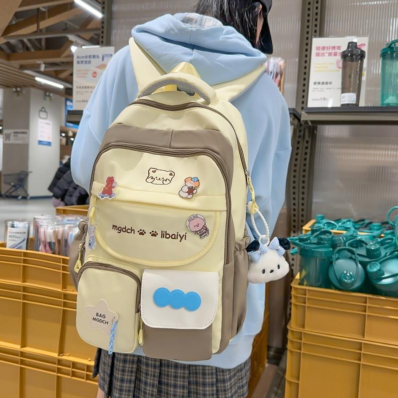 Рюкзак женский школьный рюкзак с цветными блоками большой вместимости для средней школы