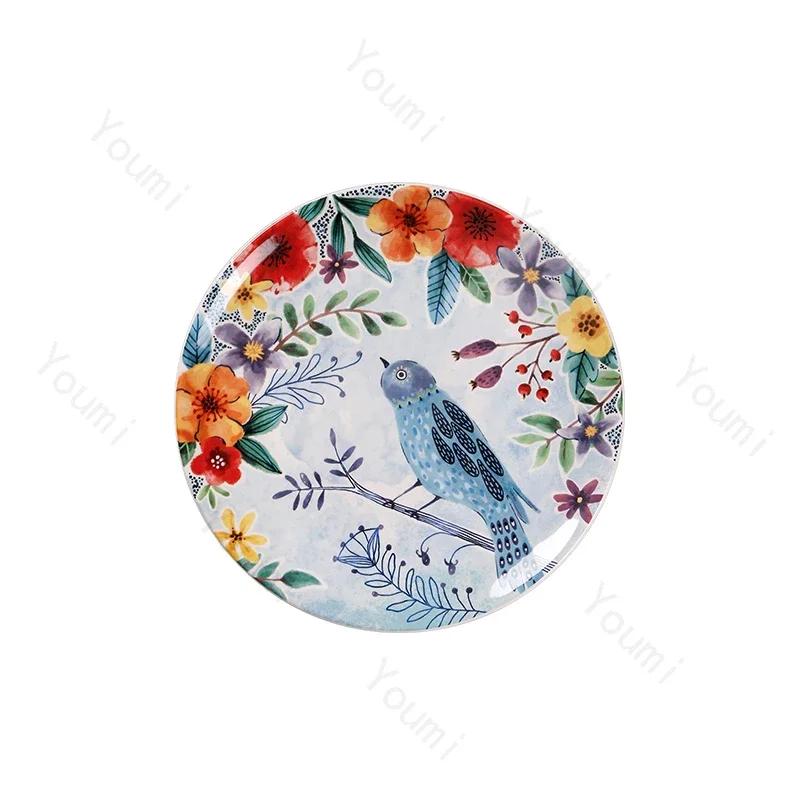 Креативные расписанные вручную керамические тарелки, роскошные ресторанные тарелки для салатов, стейков, домашняя вкусная паста, обеденная тарелка, нежные миски для рамена