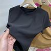 Women's 2023 Summer Korean Style Slim Fit Solid Color Round Neck T-Shirt