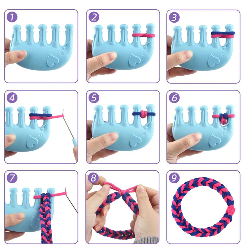 Нетоксичная DIY вязальная машина Вязание Эластичная веревка Игрушки Браслет Изготовление Игрушка Креативный DIY Браслет Изготовление Цветной День Рождения Для Детей