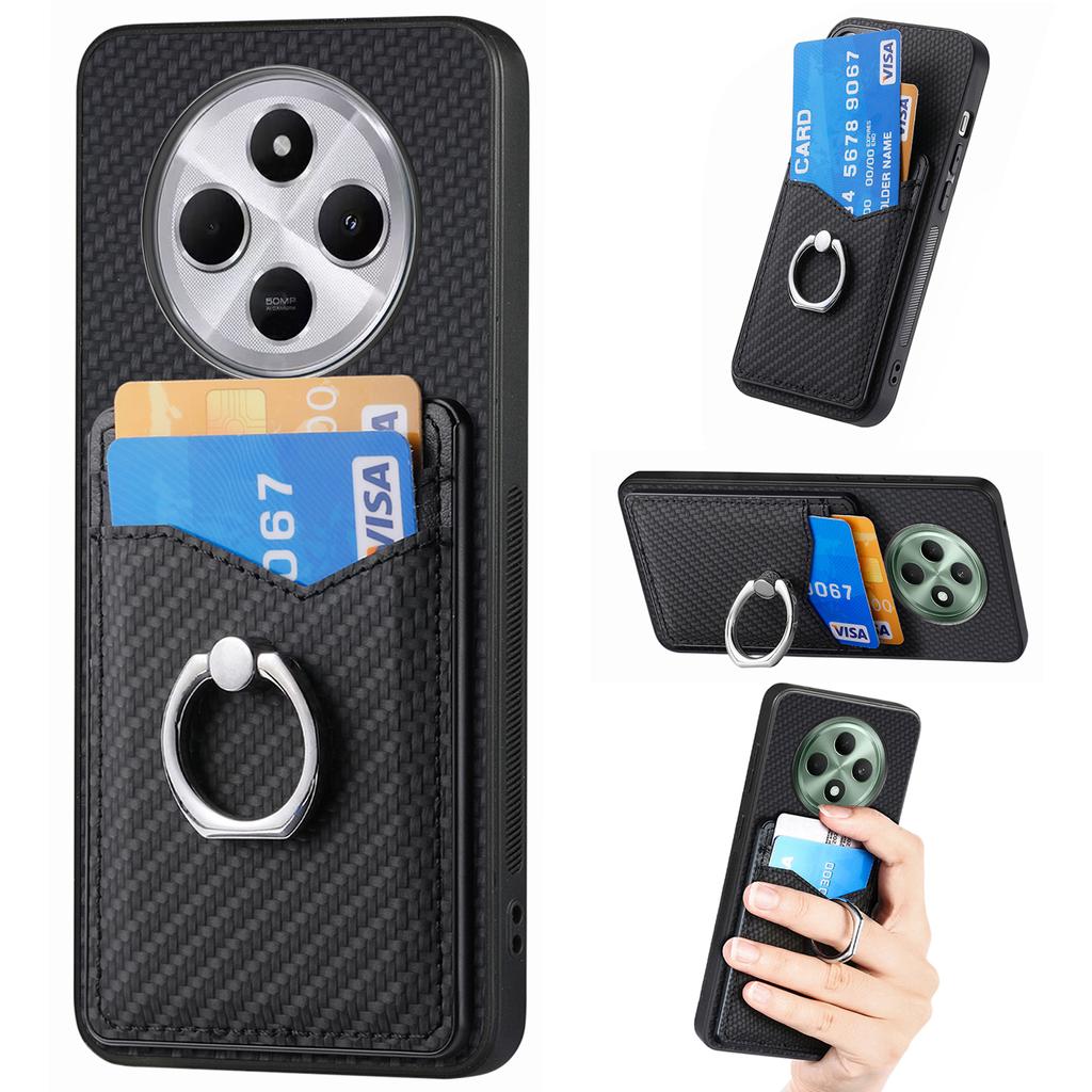 Phone Case For Xiaomi Redmi 14C 4G/14R 5G/Poco C75 4G Back Cover with Card Slots Ring Holder Kickstand
