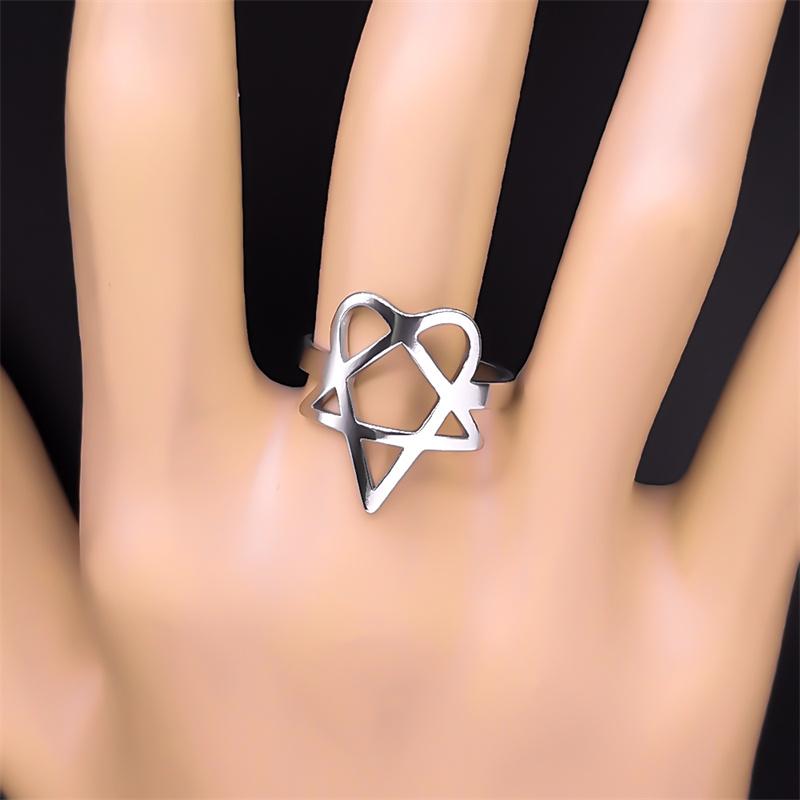 Символ Heartagram Музыкальной Группы HIM Кольцо для Женщин Мужчин Нержавеющая Сталь Полое Тяжелый Металл Кольца на Палец Ювелирные Изделия Подарок RRRXXXS03