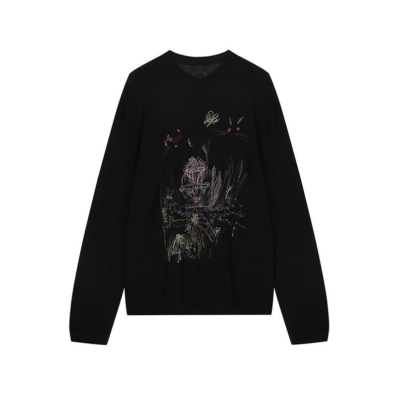 JNBY 2025 Весенний шерстяной свитер с вышивкой в виде парка