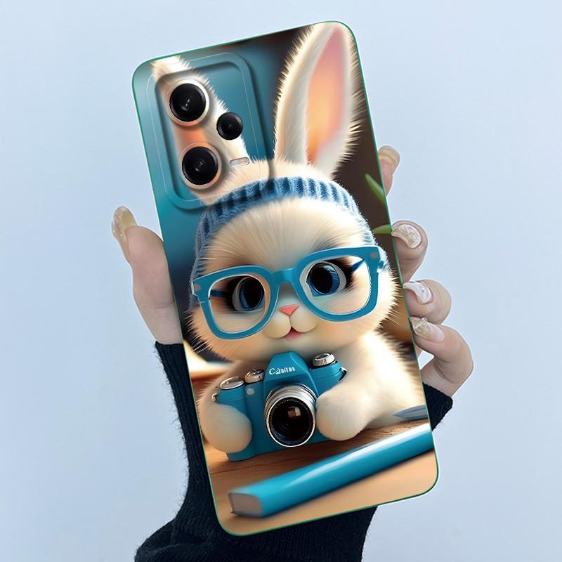 Забавный Милый Мультяшный Кот Чехол для Телефона для Xiaomi POCO X5 F5 Pro Квадратный Жидкий Силикон Защита Камеры Мягкая Задняя Крышка Оболочка Capa